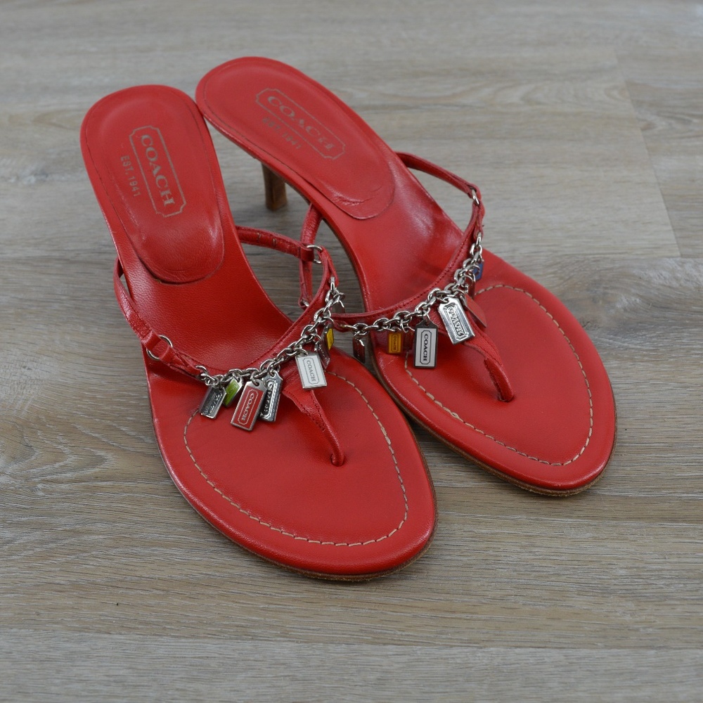 Coach Red kitten heels with charms